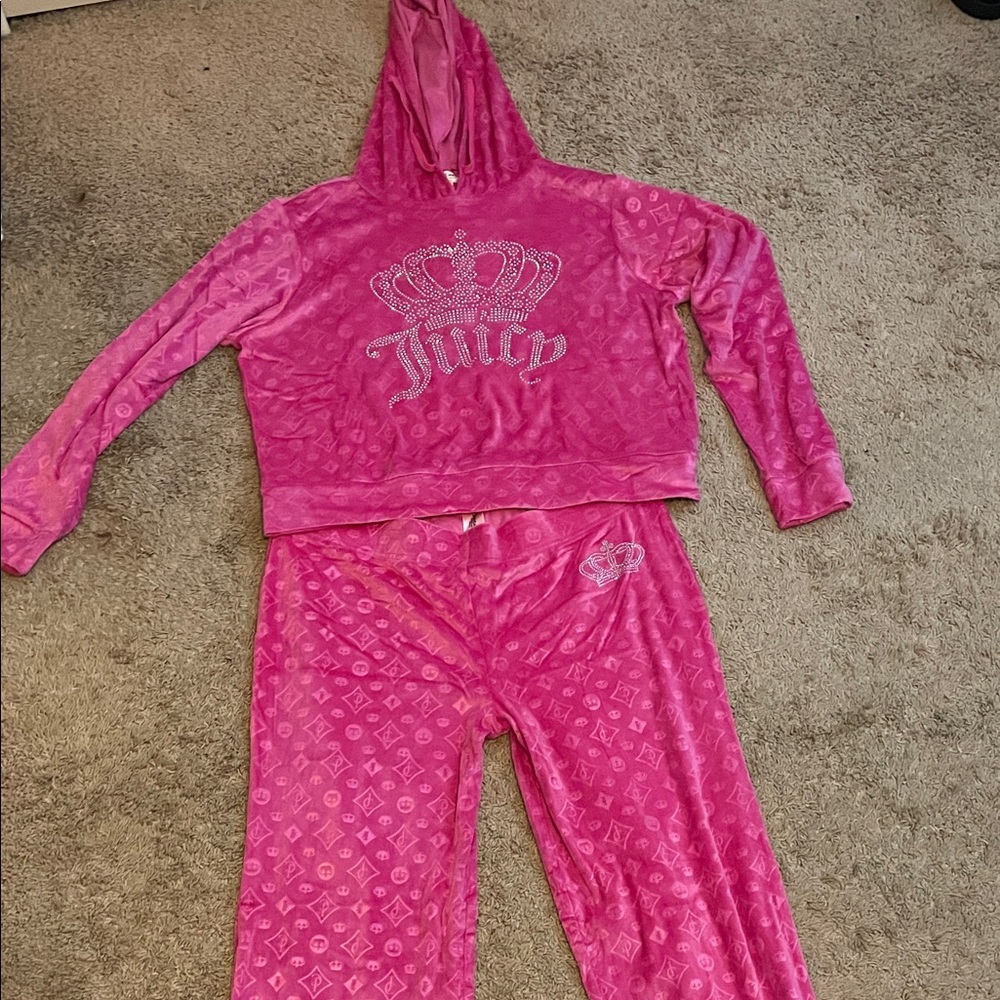 Juicy Couture Fuchsia Velour Track Set